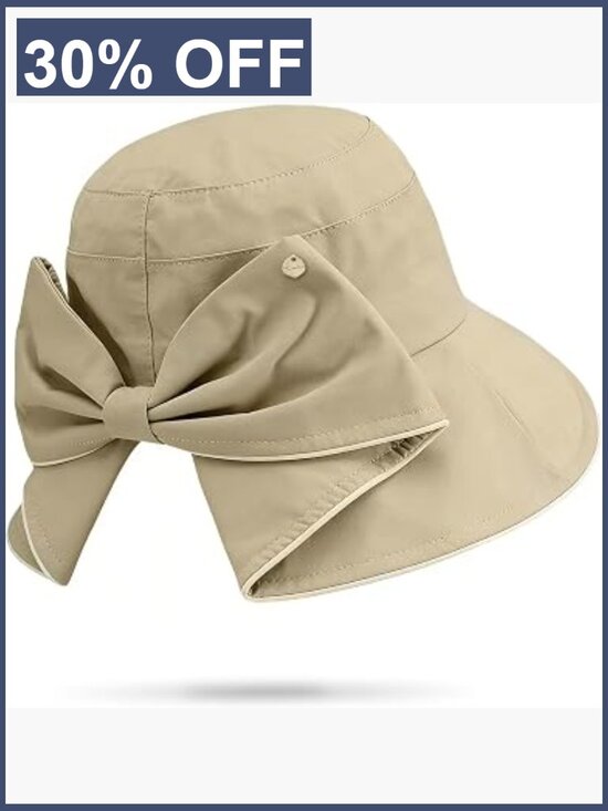 Foldable Wide Brim Sun Hat Cotton Blend Packable Ponytail main image 4